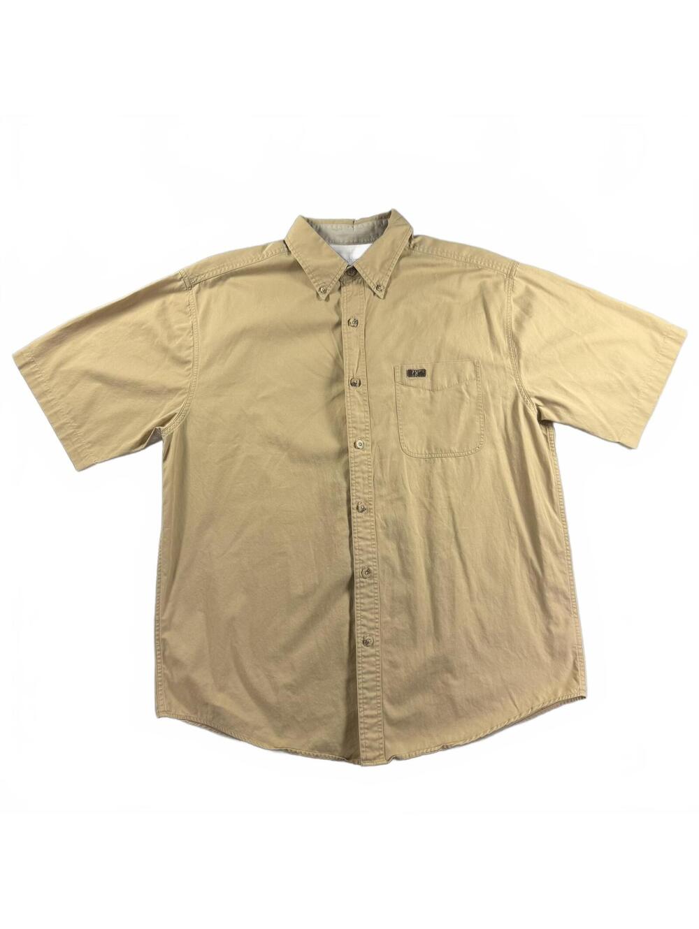 Carhartt Mens L Tan Khaki Short Sleeve Button Down Shirt S132 Cotton 2006